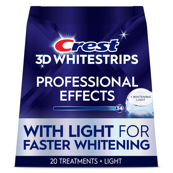Crest 3D Whitestrips Professional Effects + LED Light – Teeth Whitening Kit, 1 Light + 20 Treatments, Each with 1 Upper/1Lower, 40 Strips – Crest 3DWhite Teeth Whitening